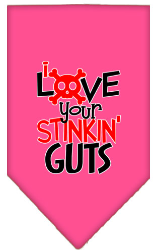 Love your Stinkin Guts Screen Print Bandana Bright Pink Small